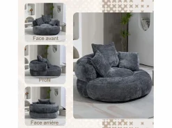 Puf Sillón Alto - Modelo Grande - Incluye 3 Cojines - Ultra Suave y Multiusos - para Adultos y Niños Gris Online