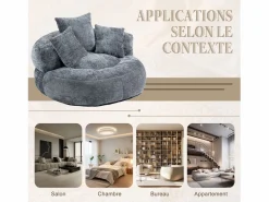 Puf Sillón Alto - Modelo Grande - Incluye 3 Cojines - Ultra Suave y Multiusos - para Adultos y Niños Gris Online