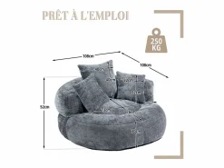 Puf Sillón Alto - Modelo Grande - Incluye 3 Cojines - Ultra Suave y Multiusos - para Adultos y Niños Gris Online