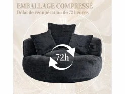 Sillón Escandinavo|Puf Sillón Alto - Modelo Grande - Incluye 3 Cojines - Ultra Suave y Multiusos - para Adultos y Niños