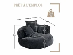 Sillón Escandinavo|Puf Sillón Alto - Modelo Grande - Incluye 3 Cojines - Ultra Suave y Multiusos - para Adultos y Niños