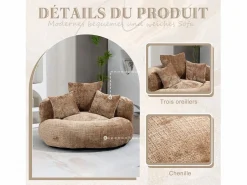Puf Sillón Alto Taupe - Modelo Grande - Incluye 3 Cojines - Ultra Suave y Multiusos - para Adultos y Niños Marru00f3n Best