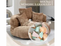 Puf Sillón Alto Taupe - Modelo Grande - Incluye 3 Cojines - Ultra Suave y Multiusos - para Adultos y Niños Marru00f3n Best