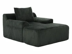 Puf Sillón Gigante con Reposapiés - Sofá de 1 Plaza en Pana - Confort Óptimo para Salón, Dormitorio o Oficina Verde pino