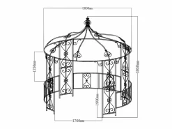 EXPERTLAND Quiosco TILCARA metal lona D300xAlt. 290 cm Blanco Negro