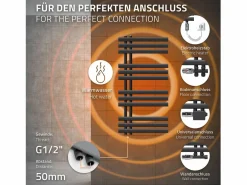 LuxeBath Toallero Eléctrico|Radiador de baño de diseño Iron EM 500x1000 mm antracita