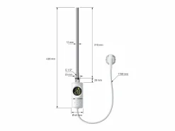 LuxeBath Radiador de baño eléctrico Sahara 300x800mm Conexión lateral derecha Elemento calefactor 300W Blanco Hot