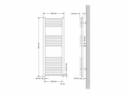 Radiador de baño eléctrico antracita, elemento calefactor cromado de 1200 W^LuxeBath New