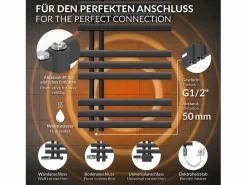 Radiador de baño EM Iron 500x1000 mm Antracita Conexión central en la parte inferior^LuxeBath Best