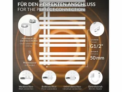LuxeBath Toallero Eléctrico|Radiador de baño Iron EM 600x1600mm Conexión central inferior con embellecedor