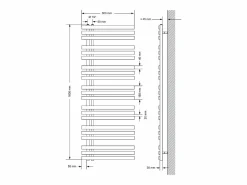 LuxeBath Toallero Eléctrico|Radiador de baño Iron EM 600x1600mm Conexión central inferior con embellecedor