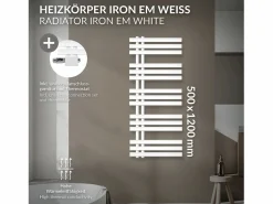 Radiador de baño Iron EM 500x1200 mm, , termostato + embellecedor^LuxeBath Hot