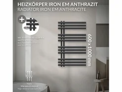 Radiador de baño toallero antracita conexión suelo 60x100 cm^LuxeBath Clearance