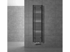 LuxeBath Toallero Eléctrico|Radiador de baño 300x1400 mm Antracita Conexión central derecha en la parte inferior