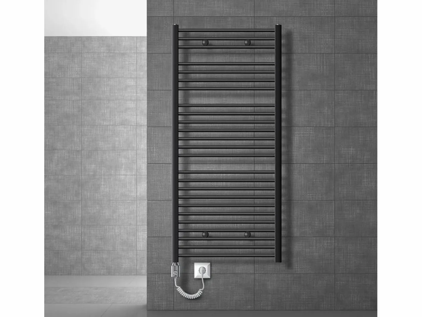 LuxeBath Radiador de diseño eléctrico Electric antracita con elemento calefactor cromado 900W Gris antracita