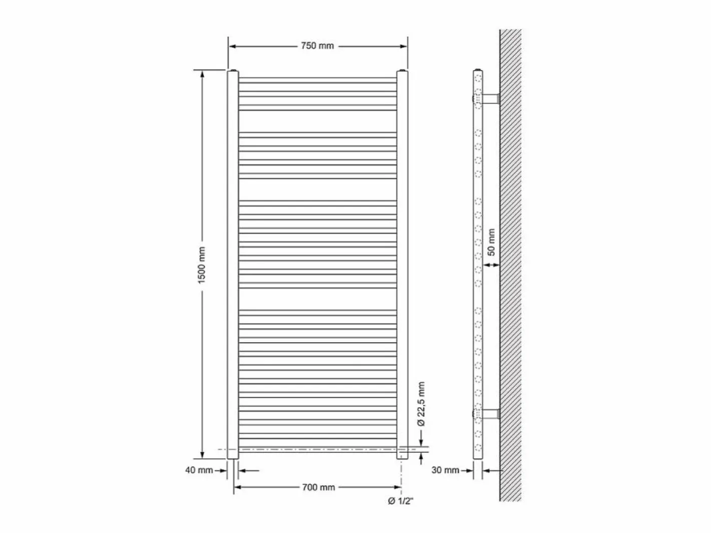 LuxeBath Radiador de diseño eléctrico Electric antracita con elemento calefactor cromado 900W Gris antracita