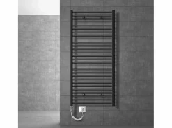 LuxeBath Toallero Eléctrico|Radiador de diseño eléctrico Electric antracita con elemento calefactor cromado 1200W