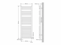 Radiador de diseño eléctrico con elemento calefactor de 1200 W, 500 x 1500 mm,^LuxeBath Discount