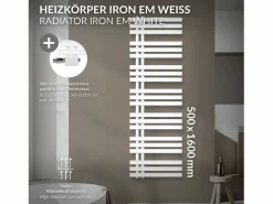 Radiador de Diseño Iron EM 500x1600 mm Conexión Central Inferior con Embellecedor^LuxeBath Best