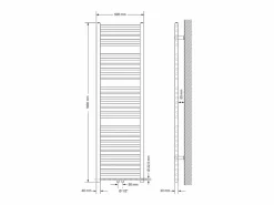 LuxeBath Radiador de diseño no eléctrico , 500 x 1800 mm - - Conexión central - con kit Blanco Sale