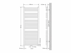 Radiador de diseño no eléctrico Sahara, 600 x 1500 mm, color , conexión central^LuxeBath Discount