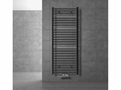 LuxeBath Toallero Eléctrico|Radiador de diseño no eléctrico Sahara, 600 x 1500 mm, antracita, conexión central