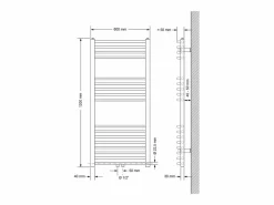 LuxeBath Radiador de diseño no eléctrico Sahara, 600 x 1200 mm, , conexión central, con kit Blanco Sale