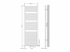 Radiador de diseño no eléctrico Sahara, 600 x 1800 mm, , conexión central, con kit^LuxeBath Sale
