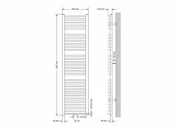 Radiador de diseño no eléctrico Sahara, 400 x 1800 mm, color , conexión central^LuxeBath Clearance