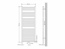 LuxeBath Radiador de diseño no eléctrico Sahara, 600 x 1500 mm, , conexión central, con kit Blanco Outlet