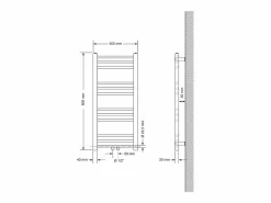 LuxeBath Radiador de diseño no eléctrico Sahara, 400 x 800 mm, , conexión central Blanco Clearance