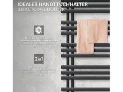 Radiador de panel antracita para baño 600x1600mm con conexión central al suelo^LuxeBath Outlet