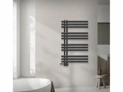 Radiador de panel antracita para baño 600x1000mm con conexión central universal^LuxeBath Hot