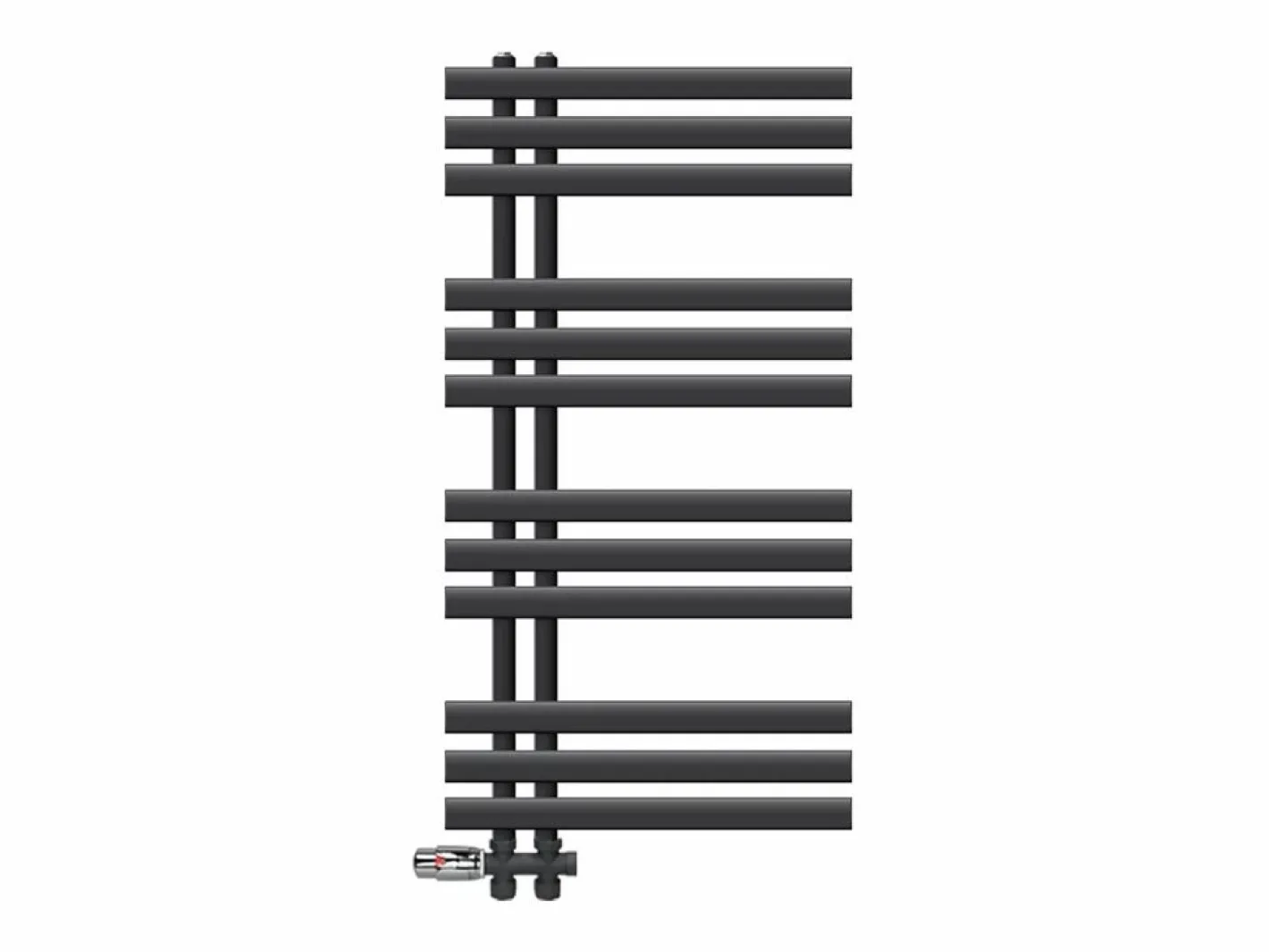 LuxeBath Toallero Eléctrico|Radiador de panel antracita para baño 500x1000mm con conexión central al suelo