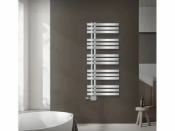 LuxeBath Radiador de panel cromado para baño 500x1200mm con conexión central universal Plateado Clearance