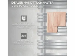 LuxeBath Radiador de panel cromado para baño 500x1200mm con conexión central universal Plateado Clearance