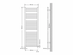 Radiador eléctrico antracita con resistencia cromada 1200W, 500 x 1500 mm^LuxeBath Best