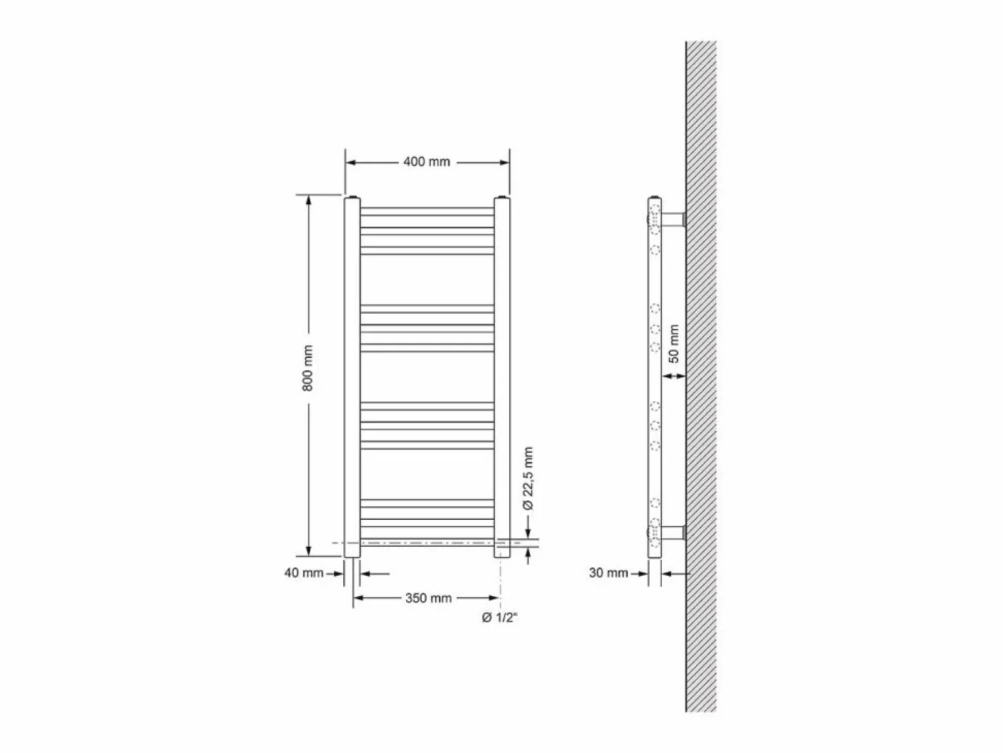 LuxeBath Toallero Eléctrico|Radiador eléctrico Sahara Design, 400x800 mm, , elemento calefactor de 300 W con termostato y pantalla digital