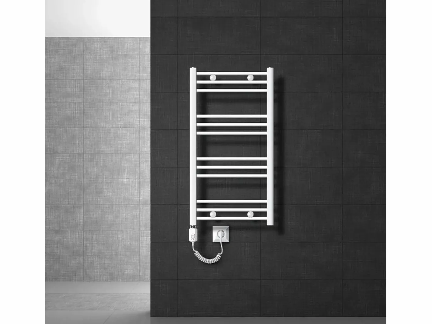 LuxeBath Toallero Eléctrico|Radiador eléctrico 600W, 500 x 800 mm, , recto con conexión lateral
