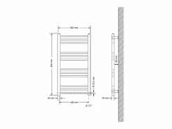 LuxeBath Toallero Eléctrico|Radiador eléctrico 600W, 500 x 800 mm, , recto con conexión lateral