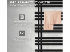 LuxeBath Radiador toallero de baño Iron EM de acero mate 600x1400 mm Negro Outlet