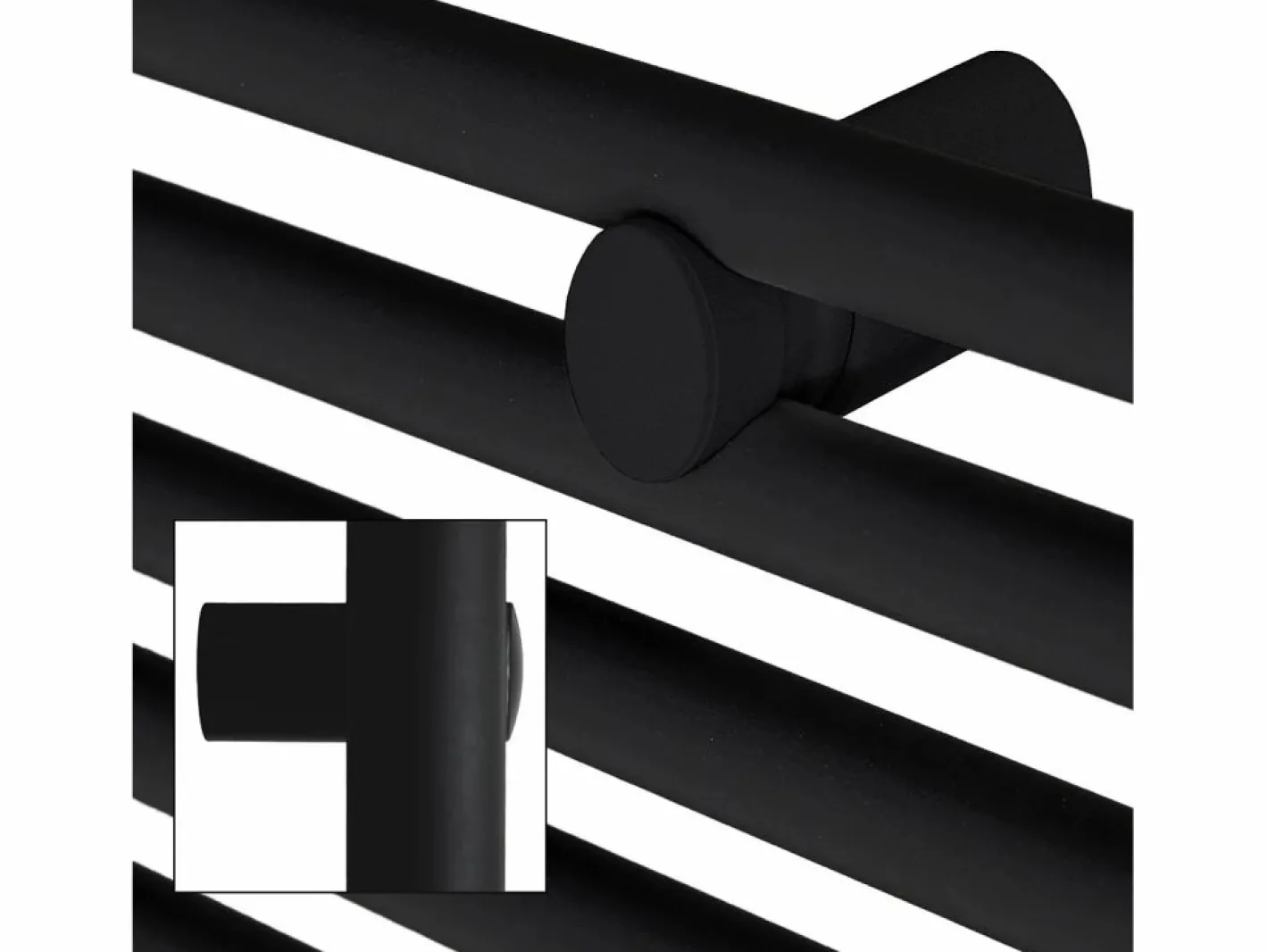 LuxeBath Radiador toallero de baño 400x1500 mm calefactor mate con conexión lateral Negro Clearance