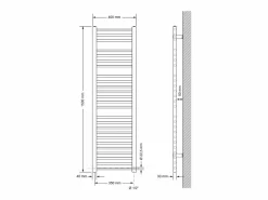 LuxeBath Radiador toallero de baño 400x1500 mm calefactor mate con conexión lateral Negro Clearance