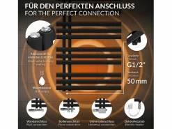 LuxeBath Radiador toallero eléctrico mate 600x1400mm con elemento calefactor 1200W Negro Hot