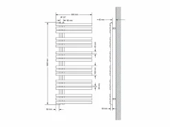 LuxeBath Radiador toallero eléctrico mate 600x1400mm con elemento calefactor 1200W Negro Hot