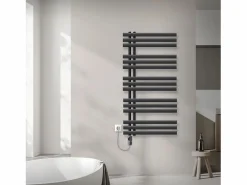 Radiador toallero eléctrico antracita 600 x 1200 mm con elemento calefactor 900W^LuxeBath Online