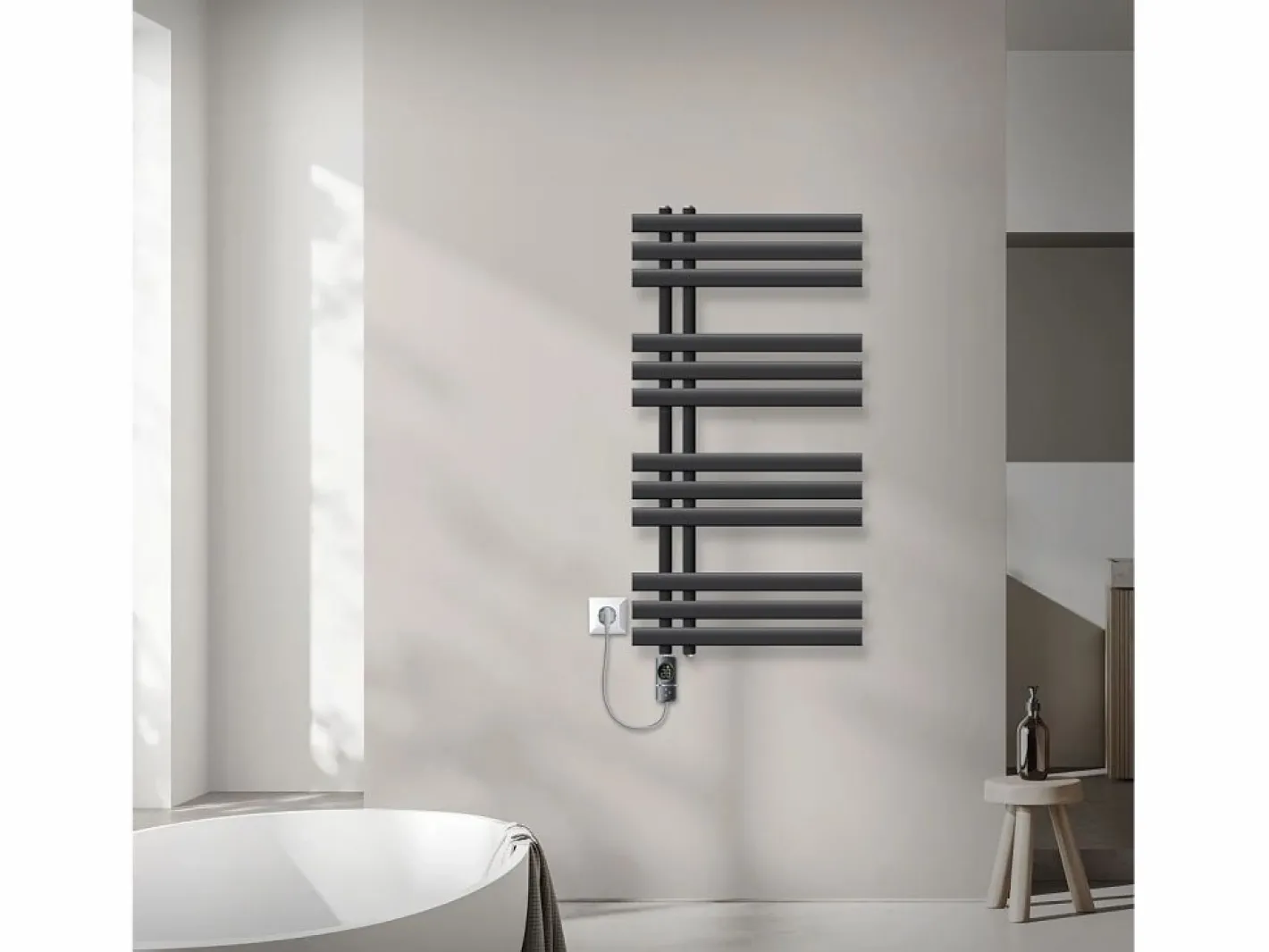 LuxeBath Toallero Eléctrico|Radiador toallero eléctrico antracita 500 x 1000 mm con elemento calefactor 300W