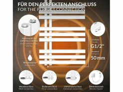 LuxeBath Toallero Eléctrico|Radiador toallero Iron EM Design, 500 x 1200 mm, color blanco, radiador de baño