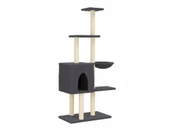 Rascador para gatos con postes de sisal oscuro 145 cm^Clicnbuy Sale
