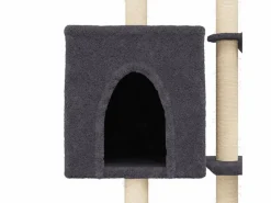 Rascador para gatos con postes de sisal oscuro 145 cm^Clicnbuy Sale